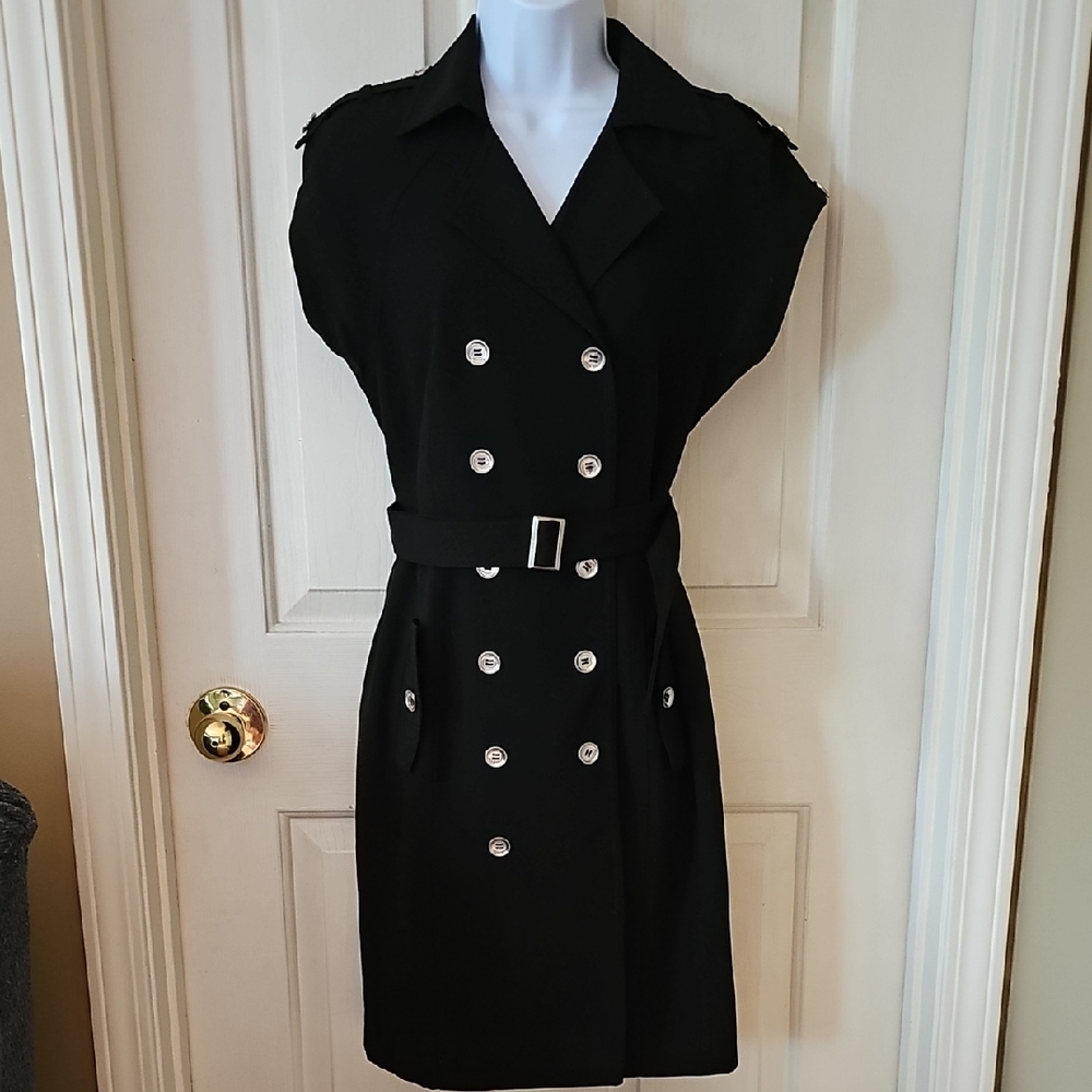 Calvin Klein Black Sheath Mini Dress Notched Collar